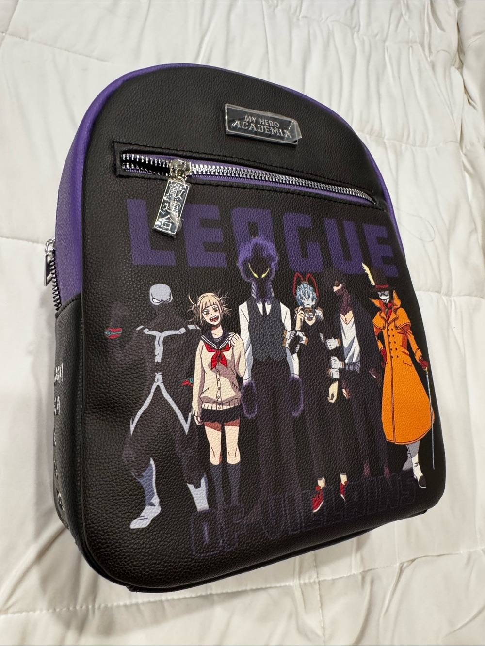 NWT Hot Topic Black and Purple My Hero Academia 'League' Mini Backpack